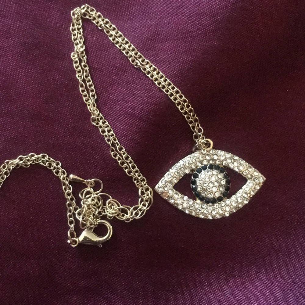 Rhinestone Eye Pendant Necklace